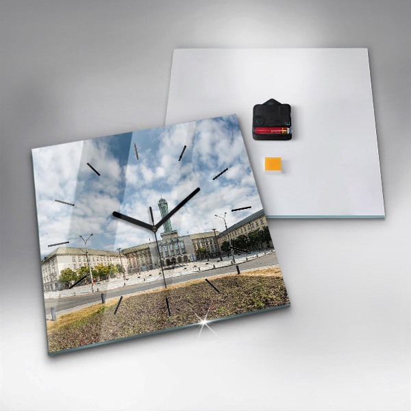 Ceas pătrat de perete din sticlă Panorama orasului Ostrava