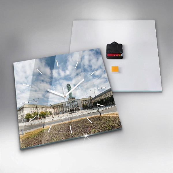 Ceas pătrat de perete din sticlă Panorama orasului Ostrava