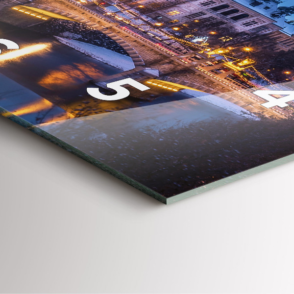 Ceas pătrat de perete din sticlă Panorama orasului Plzen