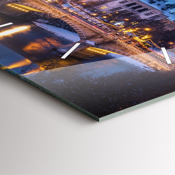 Ceas pătrat de perete din sticlă Panorama orasului Plzen