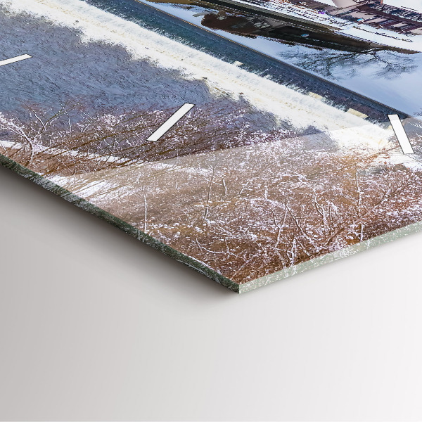 Ceas pătrat de perete din sticlă Panorama orasului iarna