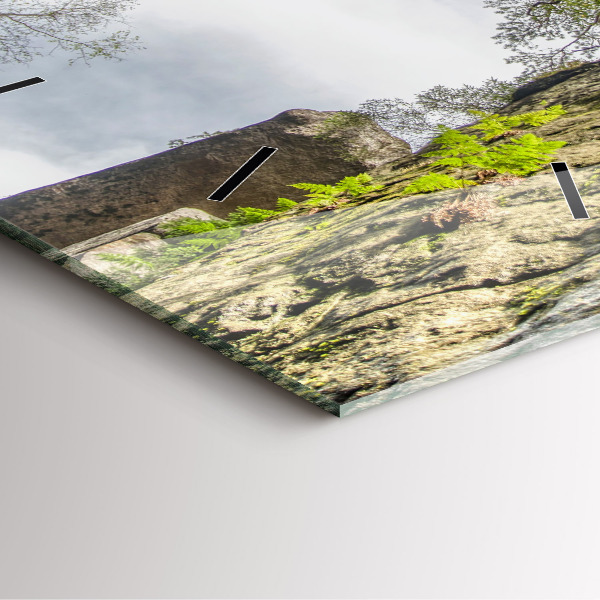 Ceas pătrat de perete din sticlă Oraș rock din Republica Cehă