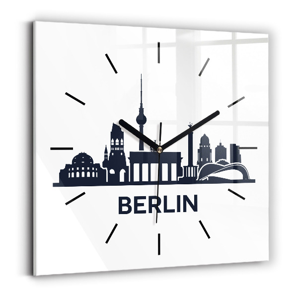Ceas pătrat de perete din sticlă Ilustrația orașului Berlin