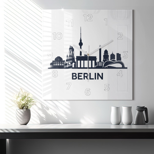 Ceas pătrat de perete din sticlă Ilustrația orașului Berlin