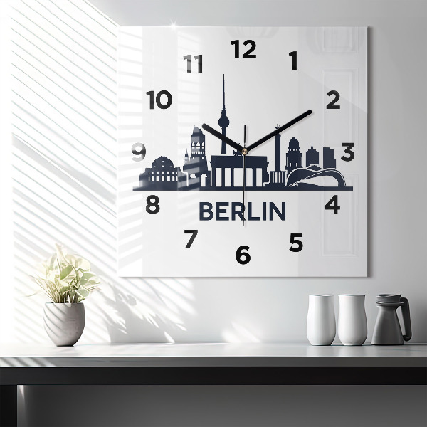 Ceas pătrat de perete din sticlă Ilustrația orașului Berlin