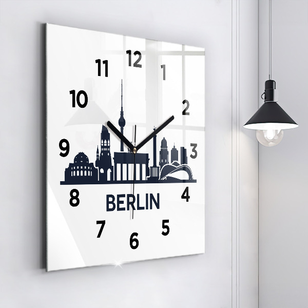 Ceas pătrat de perete din sticlă Ilustrația orașului Berlin