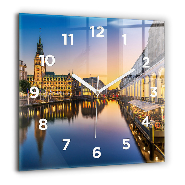 Ceas pătrat de perete din sticlă Primăria Hamburg