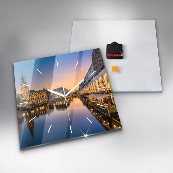 Ceas pătrat de perete din sticlă Primăria Hamburg
