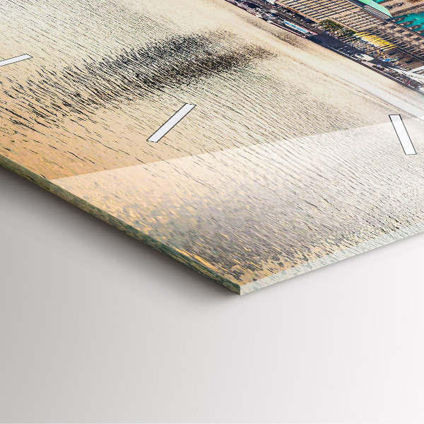 Ceas pătrat de perete din sticlă Binnenalster din Hamburg