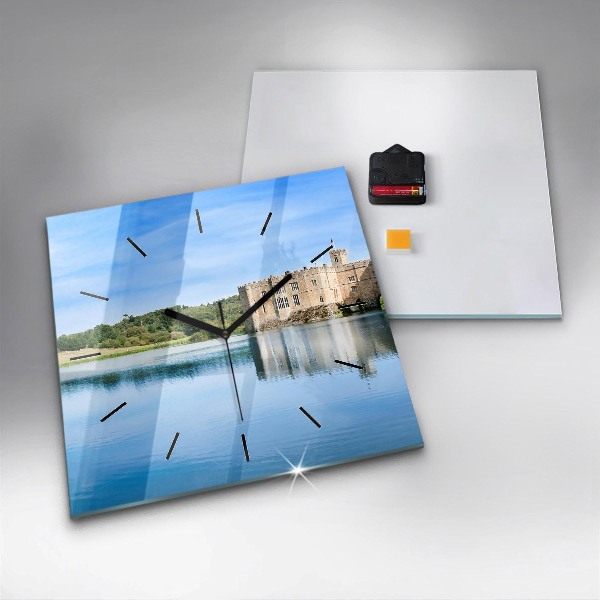 Ceas pătrat de perete din sticlă Castelul Leeds