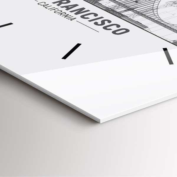 Ceas pătrat de perete din sticlă Panorama San Francisco