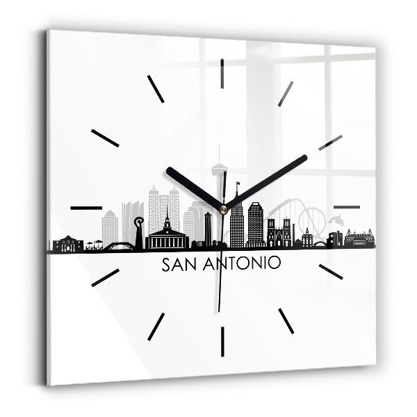 Ceas pătrat de perete din sticlă Orașul San Antonio Texas