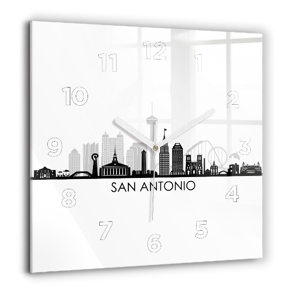 Ceas pătrat de perete din sticlă Orașul San Antonio Texas