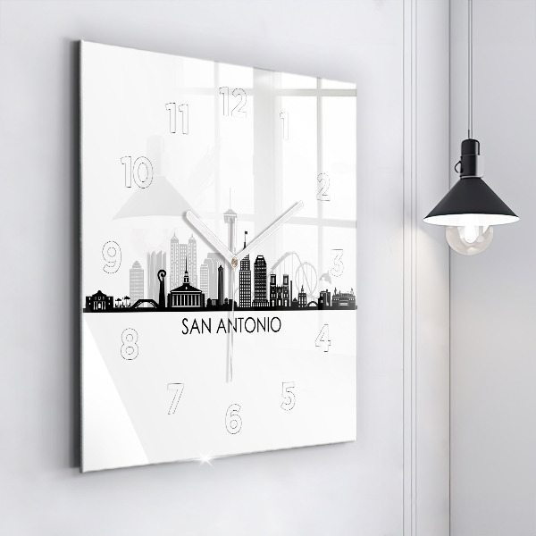 Ceas pătrat de perete din sticlă Orașul San Antonio Texas