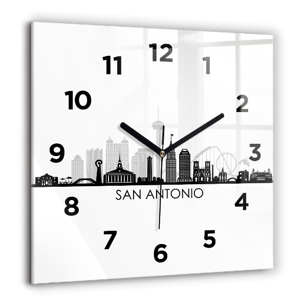 Ceas pătrat de perete din sticlă Orașul San Antonio Texas