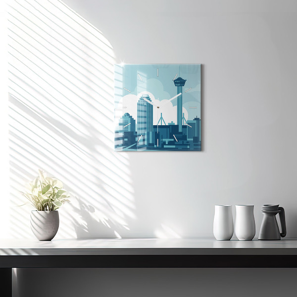 Ceas pătrat de perete din sticlă Arhitectura in SUA