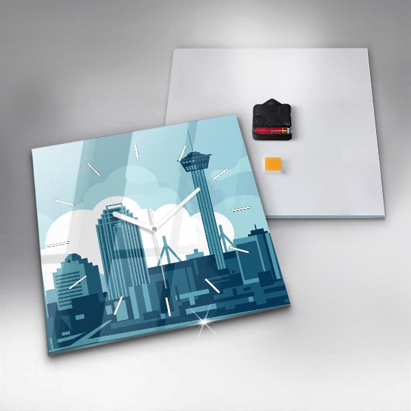 Ceas pătrat de perete din sticlă Arhitectura in SUA