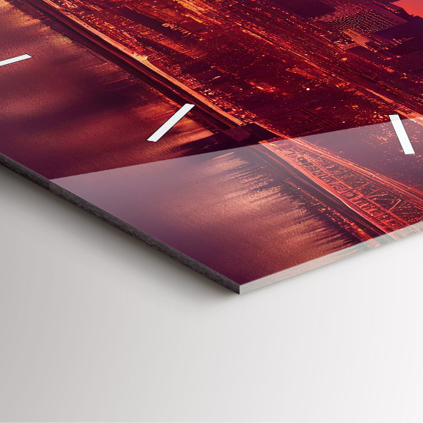 Ceas pătrat de perete din sticlă Oraș noaptea în Philadelphia