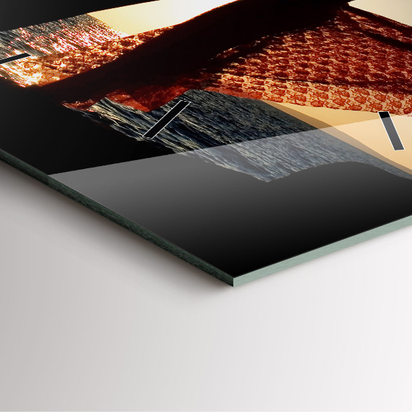 Ceas pătrat de perete din sticlă Dans spaniol pe mare