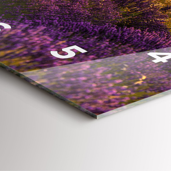 Ceas pătrat de perete din sticlă Lunca de lavandă Franța