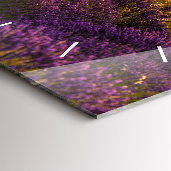 Ceas pătrat de perete din sticlă Lunca de lavandă Franța