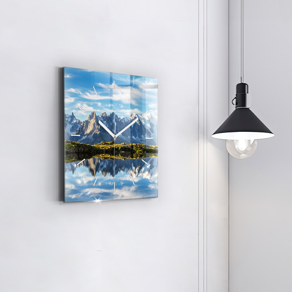Ceas pătrat de perete din sticlă Valea Chamonix, Alpii francezi