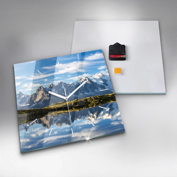 Ceas pătrat de perete din sticlă Valea Chamonix, Alpii francezi