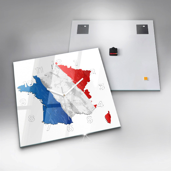 Ceas pătrat de perete din sticlă Steagul Franței