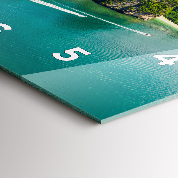 Ceas pătrat de perete din sticlă Insula din Thailanda