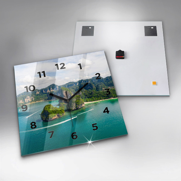 Ceas pătrat de perete din sticlă Insula din Thailanda