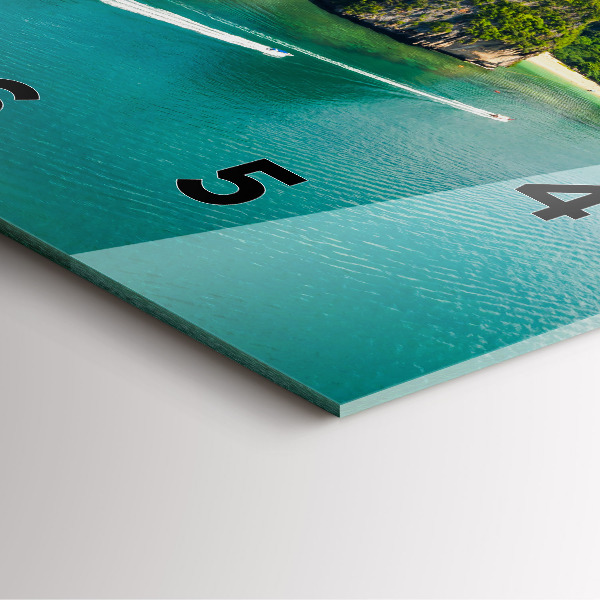 Ceas pătrat de perete din sticlă Insula din Thailanda