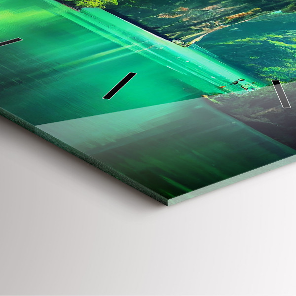 Ceas pătrat de perete din sticlă Peisaj natural din Thailanda