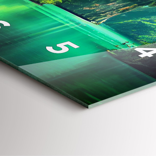 Ceas pătrat de perete din sticlă Peisaj natural din Thailanda