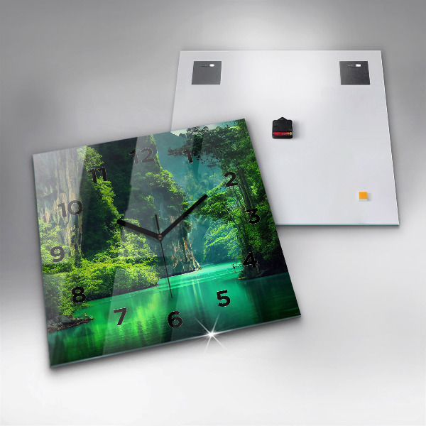Ceas pătrat de perete din sticlă Peisaj natural din Thailanda