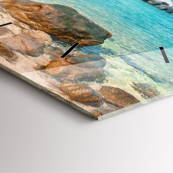 Ceas pătrat de perete din sticlă Plaja frumoasa din Thailanda