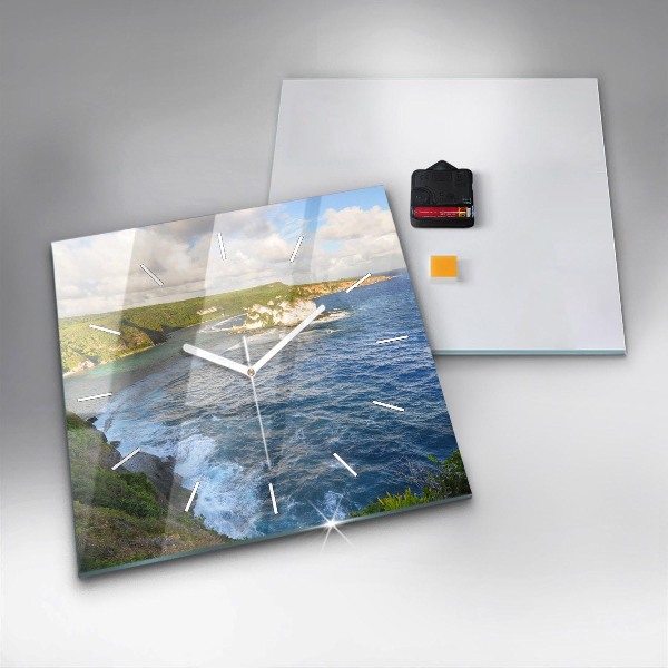 Ceas pătrat de perete din sticlă Coasta Oceanului