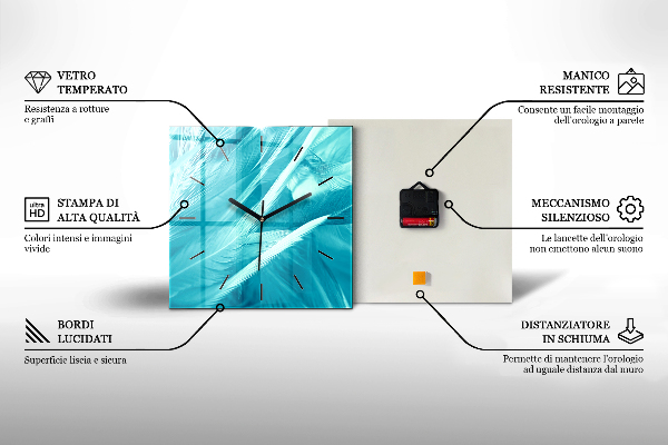 Ceas pătrat de perete din sticlă Triunghiuri abstracte metalice