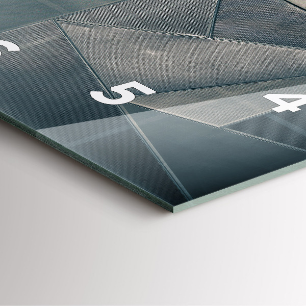 Ceas pătrat de perete din sticlă Triunghiuri abstracte metalice