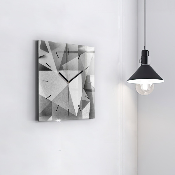 Ceas pătrat de perete din sticlă Abstracție geometrică gri