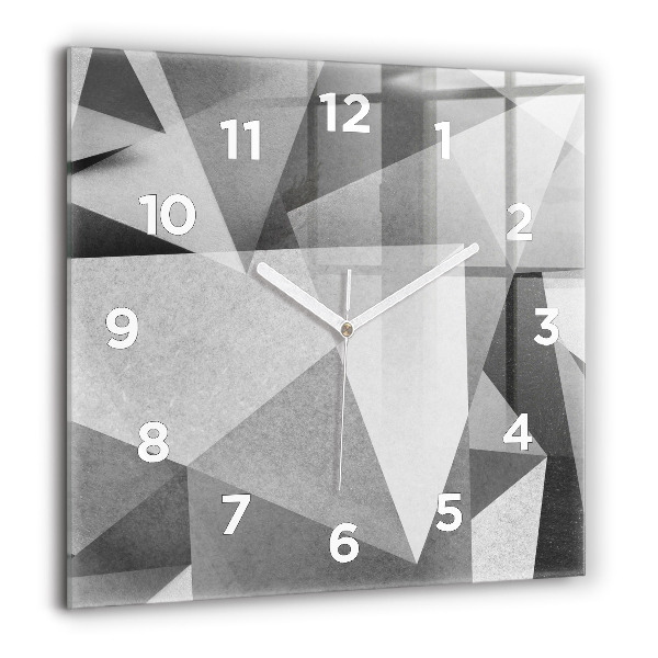 Ceas pătrat de perete din sticlă Abstracție geometrică gri