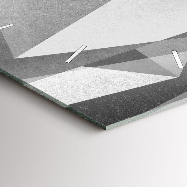 Ceas pătrat de perete din sticlă Abstracție geometrică gri