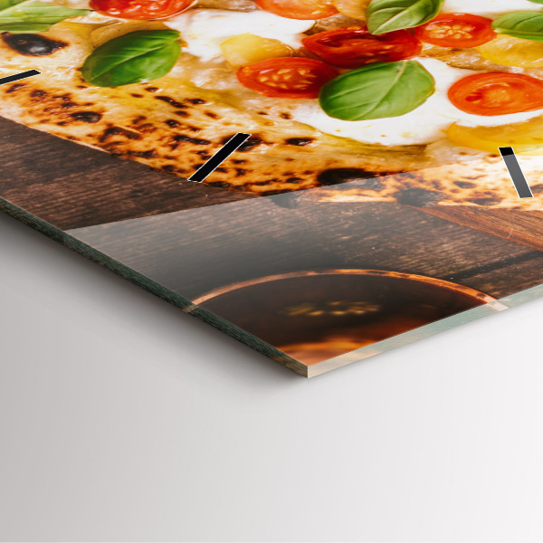 Ceas pătrat de perete din sticlă pizza italiană