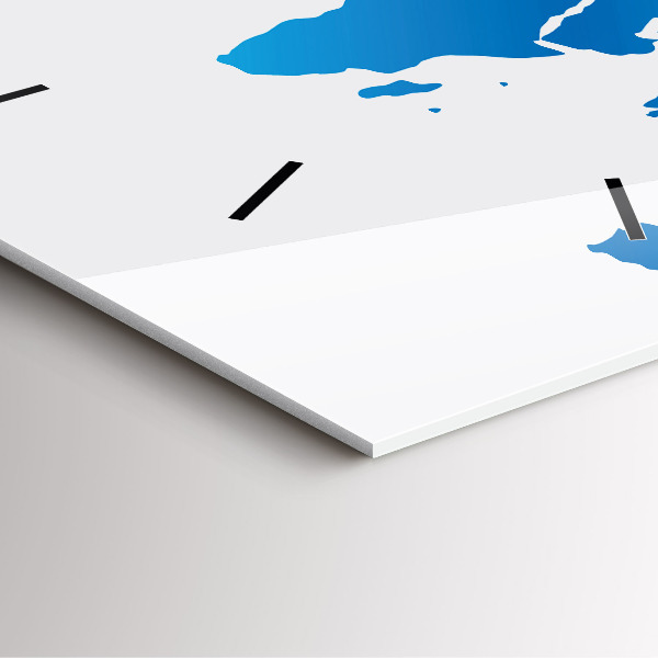 Ceas pătrat de perete din sticlă Harta lumii