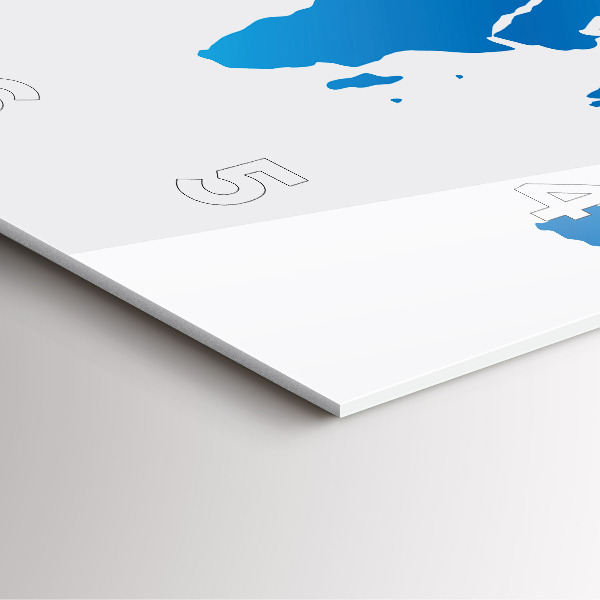 Ceas pătrat de perete din sticlă Harta lumii