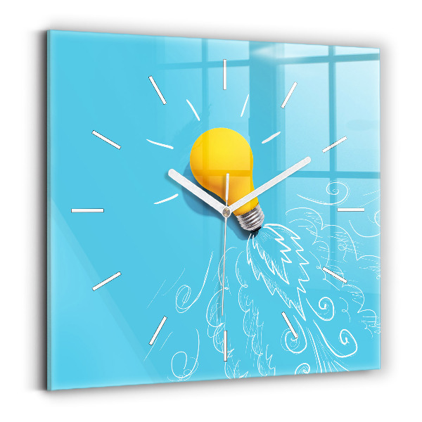 Ceas pătrat de perete din sticlă Desen bec