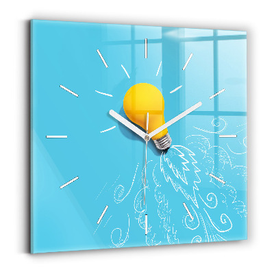 Ceas pătrat de perete din sticlă Desen bec