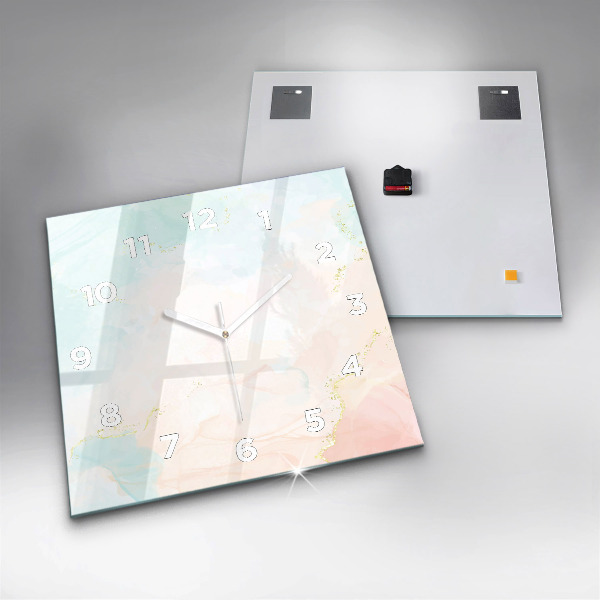 Ceas pătrat de perete din sticlă Marmură acuarelă