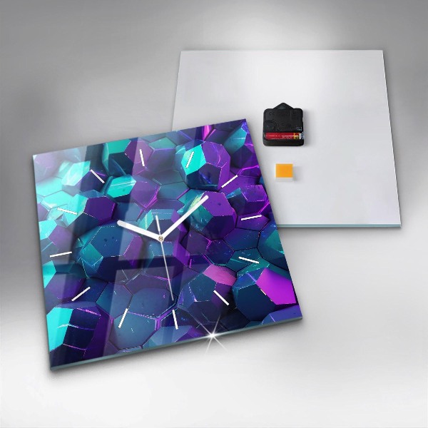 Ceas pătrat de perete din sticlă Figuri geometrice