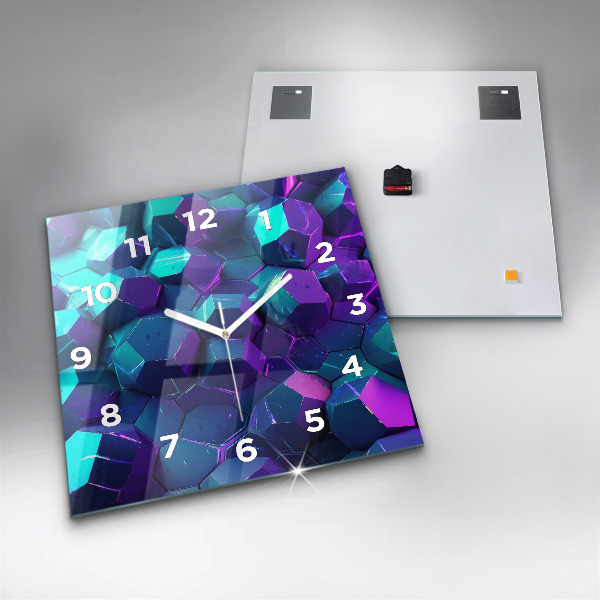 Ceas pătrat de perete din sticlă Figuri geometrice