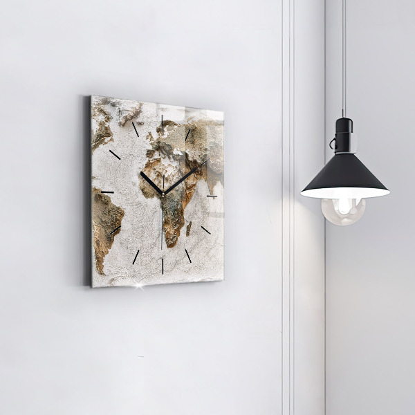 Ceas pătrat de perete din sticlă Harta lumii vechi